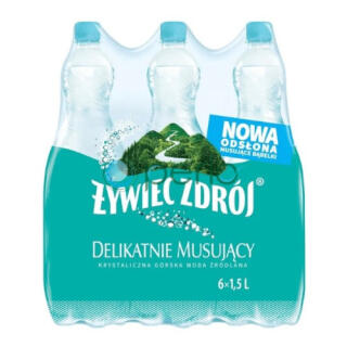 Żywiec Zdrój 1,5L x 6 sztuk, woda źródlana, w butelkach PET delikatnie musująca