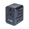 Adapter podróżny Donau TRAVEL 521 USB-C x 2 i USB-A x 2, ładowarka sieciowa, wtyczka EU, UK, USA, AUS czarny