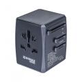 Adapter podróżny Donau TRAVEL 904 USB-C x 2 i USB-A x 2, szybka ładowarka sieciowa, wtyczka EU, UK, USA, AUS czarny