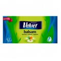 Chusteczki higieniczne 3-warstwowe białe Velvet Balsam Eco Pack, listki z ekstraktem z aloesu i nagietka, w pudełku 70 sztuk
