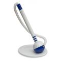 Długopis z przyklejaną pionową podstawką na sprężynce Office Products, biała obudowa, końcówka 0,7 mm niebieski
