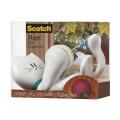 Dyspenser tśmy klejącej, Scotch C39-KITTY, w kształcie kotka + taśma Magic 19mm x 9m - można po niej pisać biały