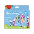 Flamastry grube dla małych dzieci KEYROAD Jumbo Fiber Marker Baby Line, pudełko 12 kolorów