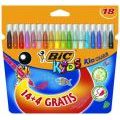 Flamastry szkolne BIC Kids Couleur, transparentna skuwka 18 kolorów