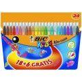 Flamastry szkolne BIC Kids Couleur, transparentna skuwka 24 kolory