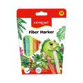 Flamastry szkolne KEYROAD Fiber Marker, transparentna skuwka 12 kolorów