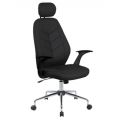 Fotel biurowy obrotowy tapicerowany ekoskórą z zagłówkiem Tenerife Office Products, obrotowy z mechanizmem TILT czarny