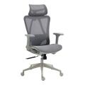 Fotel biurowy regulowany siatkowy z zagłówkiem Egina Office Products, obrotowy szary