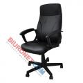 Fotel biurowy tapicerowany ekoskórą Crete Office Products, obrotowy z mechanizmem TILT czarny