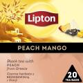 Herbata czarna Lipton Discovery Collection Brzoskwinia z Grecji i Mango, aromatyzowana, torebki piramidki 20 torebek
