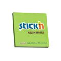 Karteczki samoprzylepne Stick'n 76x76 mm, neonowy bloczek 100 kartek zielony