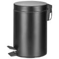Kosz metalowy ze stopką i wolnoopadającą klapą Donau Home 3L, okrągły czarny