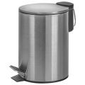 Kosz metalowy ze stopką i wolnoopadającą klapą Donau Home Modern 3L, okrągły srebrny mat