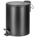 Kosz metalowy ze stopką i wolnoopadającą klapą Donau Home Modern 5L, okrągły czarny