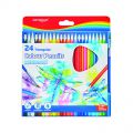 Kredki akwarelowe ołówkowe KEYROAD Colour Pencils Watercolor, do rozmywania wodą z pędzelkiem 24 kolory