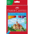 Kredki ołówkowe drewniane Faber-Castell Zamek, sześciokątne z temperówką 36 kolorów