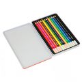 Kredki ołówkowe drewniane Fiorello Super Soft, trójkątne w metalowym etui 12 kolorów