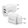 Ładowarka sieciowa MediaRange USB-A x 2, szybki adapter 12W biała