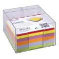Przybornik plastikowy z przegródkami i kostką karteczek nieklejonych Office Products, papierowy notes kolorowy 82 x 82 x 55 mm transparentny