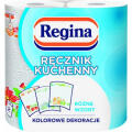 Ręcznik papierowy 2-warstwowy Regina Kuchenny, celulozowy biały z kolorowymi dekoracjami 2 rolki x 44 listki