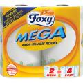 Ręczniki papierowe Foxy MEGA 90 listków, kuchenne, biały papier celulozowy, 2-warstwowy 2 rolki