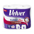 Ręczniki papierowe Velvet Turbo Duo, kuchenne, biały papier celulozowy, 3-warstwowy 2 rolki x 165 listków