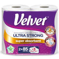 Ręczniki papierowe Velvet Ultra Strong 85 listków, kuchenne, biały papier celulozowy, 3-warstwowy 2 rolki