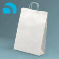Torba papierowa 305 x 170 x 425 mm EcoBag 22L, ze skręcanym uchwytem biała
