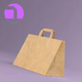 Torba papierowa 320 x 220 x 250 mm EcoBag, z płaskim uchwytem brązowa