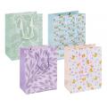 Torebka ozdobna na prezenty Donau HOME 18 x 23 x 10 cm, laminowana papierowa ze sznurkiem, 12 sztuk mix wzorów