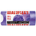 Worki na odpady ALUFIX Aluflexy LDPE, mocne i elastyczne, ściągane taśmą, zapachowe, fioletowe 35L x 15 sztuk