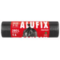 Worki na odpady ALUFIX Premium LDPE, mocne do dużych i ciężkich odpadów, bez wiązania, czarne 280L x 5 sztuk