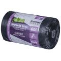 Worki na odpady wiązane z uszami Donau EXPERT, folia LDPE z recyklingu, czarne 60L x 50 sztuk