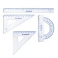 Zestaw geometrzyczny transparentny Donau, linijka 20 cm, 2 x ekierka, kątomierz 4 elementy