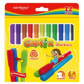 Flamastry trójkątne KEYROAD Capfix Markers, łączone skuwki