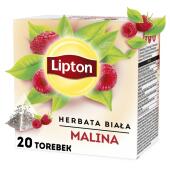 Herbata biała Lipton Malina, aromatyzowana, torebki piramidk...