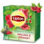 Herbata zielona Lipton Malina i Granat, aromatyzowana, toreb...