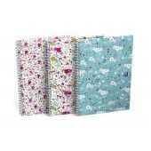Kołozeszyt Oxford Floral B5, w kratkę, twarda oprawa, miks o...