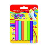 Plastelina okrągła KEYROAD Neon Modeling Clay 6 x 15 g, kolo...