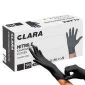 Rękawice nitrylowe Clara, bezpudrowe, czarne, 100 sztuk