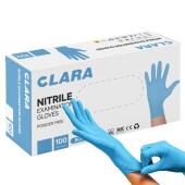 Rękawice nitrylowe Clara, bezpudrowe, niebieskie, 100 sztuk