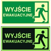 Znak TDC, tabliczka kierunek do wyjścia ewakuacyjnego - w pr...