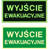 Znak TDC, tabliczka wyjście ewakuacyjne, pikogram z napisem
